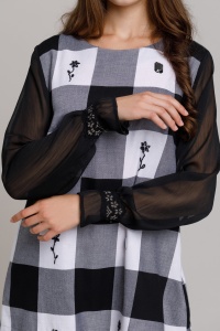 Rochie DENISE viscoza carouri alb negru - Img 5