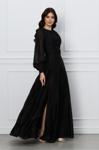 Rochie DY Fashion lunga neagra cu dantela in talie