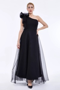 Rochie eleganta neagra, fara maneci, din tulle Evelyn - Img 1