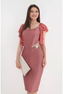 Rochie eleganta roz din matase creponata