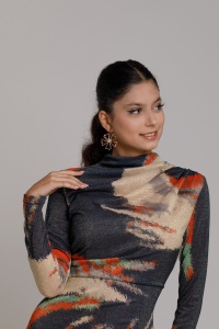Rochie LUMI cu drapaj din jerse colorat - Img 2