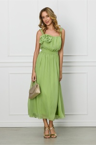 Rochie Moze verde cu flori 3D la bust