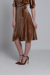 Rochie TASIA24 din catifea cappuccino - Img 3