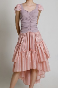 Rochie VALY casual roz asimetrica cu volane - Img 6