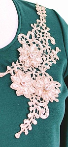 Rochie verde croi larg cu broderie aurie - Img 3