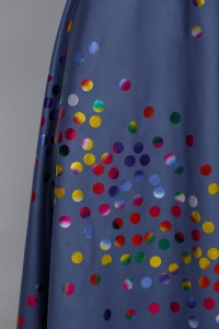 Rochie ZARITA albastra cu buline colorate - Img 3