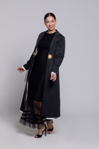 Rochie ZINNIA neagră cu volanaș din tul - Img 7