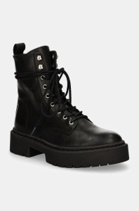 Steve Madden bocanci de piele Gusto femei, culoarea negru, cu toc plat, SM11003330