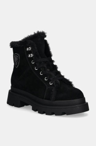 Blauer cizme din piele intoarsa KIMMEL femei, culoarea negru, cu toc plat, izolare usoara, F4KIMMEL06.SUE