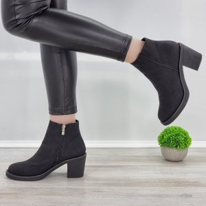 Botine Cu Toc Damă Negre Cu Fermoar Vesper - Img 1