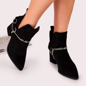 Botine Cu Toc Gros Dama Negre Bistus - Img 3