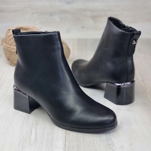 Botine Cu Toc Gros Damă Negre Cu Fermoar Euphrasia - Img 5