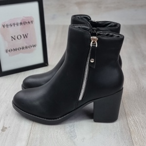 Botine Cu Toc Gros Dama Negre Cu Toc Aziz - Img 1