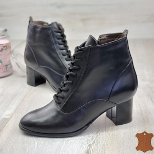 Botine Cu Toc Gros Dama Negre Piele Naturala Farren - Img 3
