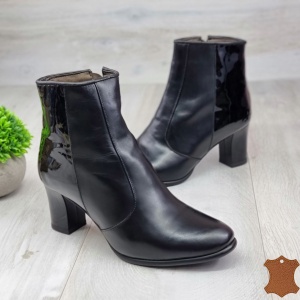 Botine Cu Toc Gros Damă Negre Piele Naturală Reagan - Img 6