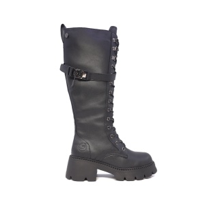 Cizme cu șiret femei Benvenuti negre din piele naturală 3746DC148N - Img 1