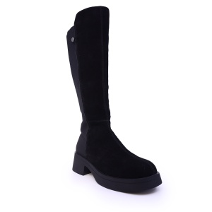 Cizme stretch femei Benvenuti negre din piele întoarsă și material textil 3748DC198VN - Img 2