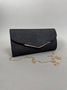 Clutch Negru Insertii Metal Aurii - Img 2