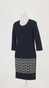 Compleu elegant negru cu broderie bej - Img 2