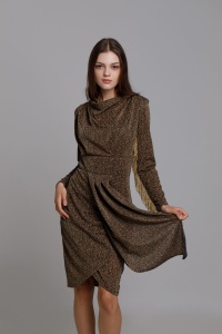 EUDORA dress with drape and fringe - Img 4