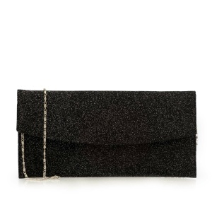 Geantă plic slim damă din piele naturală, Leofex - 4015 Negru cu sclipici