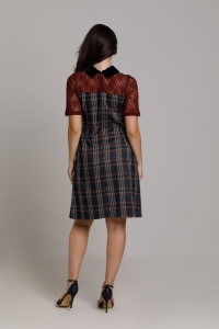 GENNY navy check and cherry lace dress - Img 1
