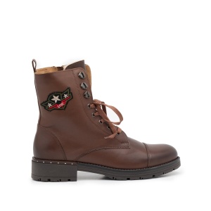 Ghete dama casual-military din piele naturala - 505 Capucino