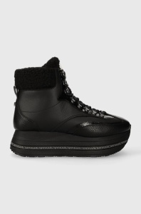 Karl Lagerfeld ghete de piele VELOCITA MAX KC femei, culoarea negru, cu platforma, izolare usoara, KL64963