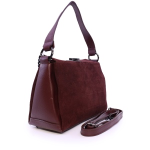 Poșetă satchel femei Enzo Bertini bordo din piele întoarsă 154POSP3401VBO - Img 2