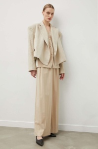 Remain sacou de in culoarea bej, oversize, neted