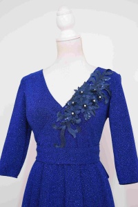 Rochie clos din lurex albastra Royal blue - Img 3