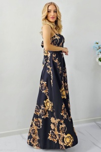 Rochie cocktail Fernanda, croi semidecupat si funda la spate, Black Royal, Marime S/M/L - Img 4
