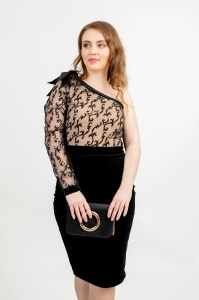 Rochie De Ocazie Ami, Neagra din Catifea - Fofy - Img 4