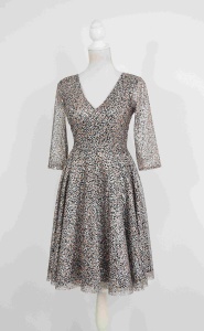Rochie de ocazie clos aurie cu tulle-gliter Mussette - Img 7