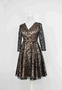 Rochie de ocazie clos bej-auriu Caroline - Img 6