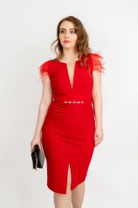 Rochie de ocazie eleganta Evea, Rosu - Fofy - Img 4