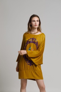 Rochie KEIKO bronz auriu din viscoza - Img 2