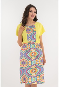 Rochie lejera galbena cu elastic in talie