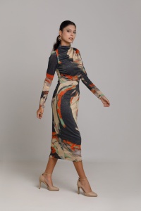 Rochie LUMI cu drapaj din jerse colorat - Img 4