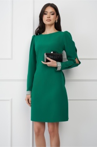 Rochie MBG verde cu strasuri la maneci