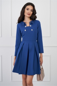 Rochie Moze albastra scurta cu nasturi la bust
