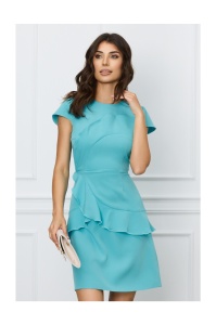 Rochie Moze bleu cu volane pe bust si fusta