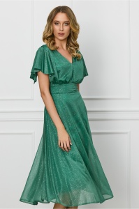 Rochie Moze verde midi cu glitter