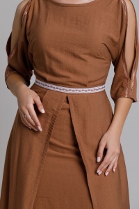 Rochie RAILA din triplu voal cappuccino - Img 3
