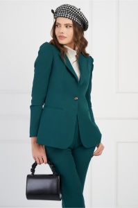 Sacou DY Fashion verde cu umeri bufanti