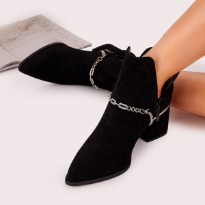 Botine Cu Toc Gros Dama Negre Bistus - Img 4