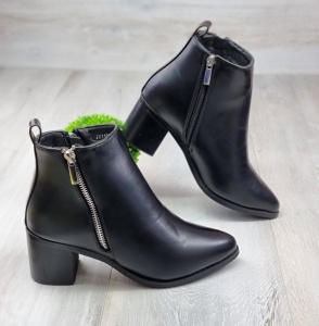 Botine Cu Toc Gros Damă Negre Cu Fermoar Dalary - Img 6