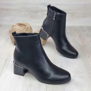 Botine Cu Toc Gros Damă Negre Cu Fermoar Euphrasia - Img 6