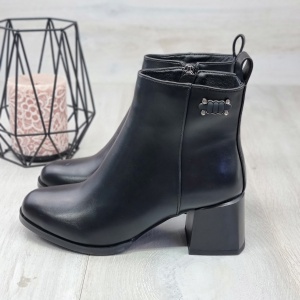 Botine Cu Toc Gros Dama Negru Mat Layla - Img 1