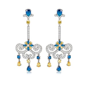 Cercei albastri tip candelabru Maribel